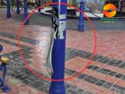 Cables expuestos en postes de la Plaza de Armas de Huaral representan un peligro latente Cables expuestos en postes de la Plaza de Armas de Huaral representan un peligro latente