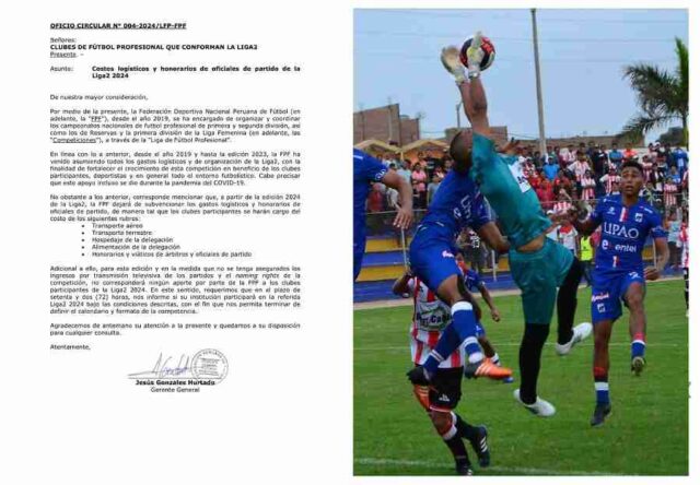 Federación Peruana de Fútbol, retira apoyo a los clubes de La Liga2.