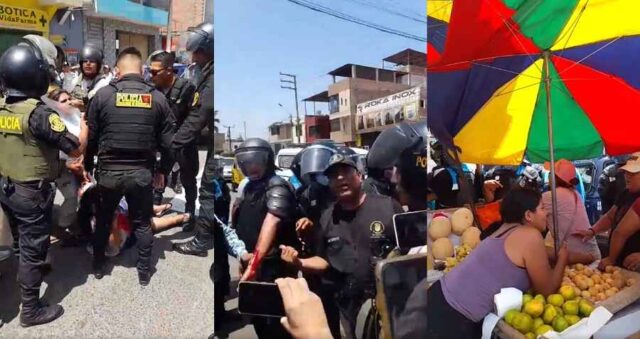 Huaral Autoridades y vendedores se enfrentan durante erradicación de comercio ambulatorio.