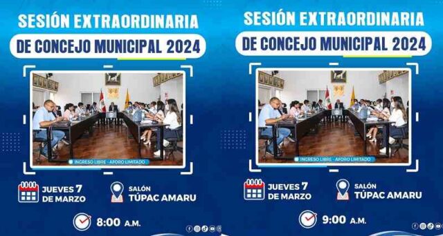 Sesión Extraordinaria del Concejo Municipal de Huaral este jueves 7 de marzo