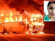 Madre lanza a su hijo desde un autobús en llamas y ella no logra escapar. Madre lanza a su hijo desde un autobús en llamas y ella no logra escapar.