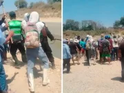 Desesperación en Piura: Agricultores se enfrentan a policías para extraer agua del canal. Desesperación por agua Agricultores se enfrentan a policías para extraer agua del canal.