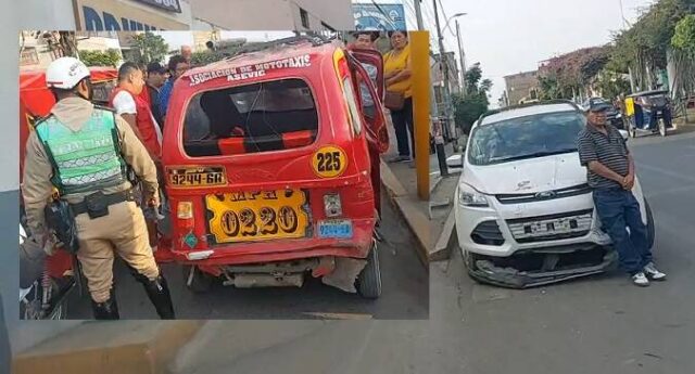 Huaral vehículo impacta contra mototaxi en la Avenida Estación.