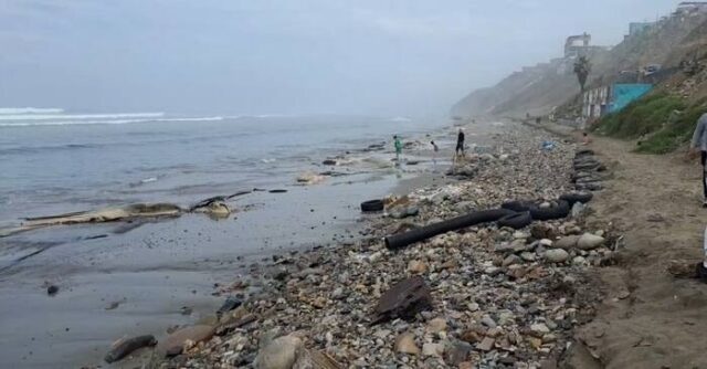 Chancay comerciantes protestan por el mal estado de la playa Chorrillos.