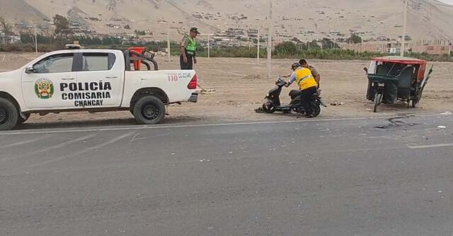 Choque entre moto lineal scooter y una mototaxi deja tres heridos en Torreblanca.