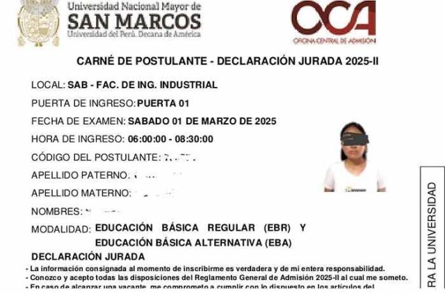 Postulantes de la UNMSM ya pueden imprimir sus carnet de postulante del examen de admisión 2025 II.