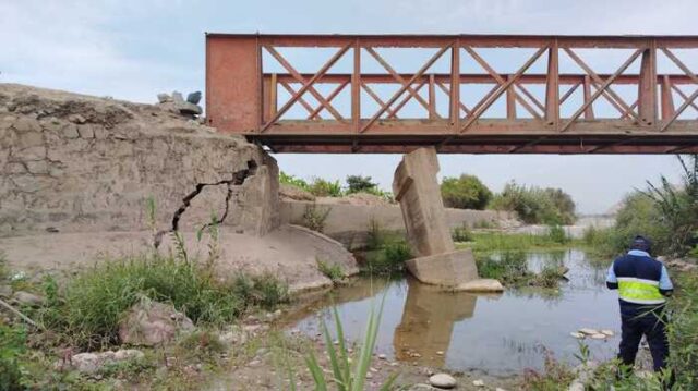 Preocupación en Aucallama por el crítico estado del Puente Rojo de Palpa