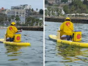 Heladero vende en el mar con una tabla de surf: “Siempre cerca de ti” Heladero vende en el mar con una tabla de surf “Siempre cerca de ti”