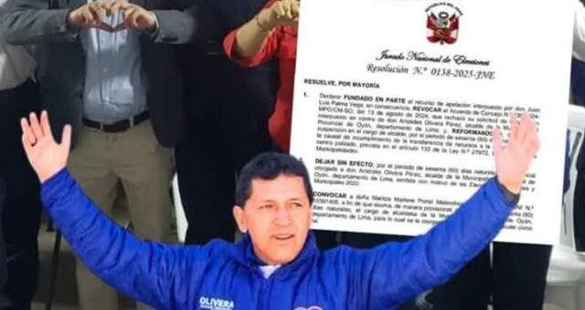 Alcalde de Oyón Arístedes Olivera es suspendido del cargo por el Jurado Nacional de Elecciones