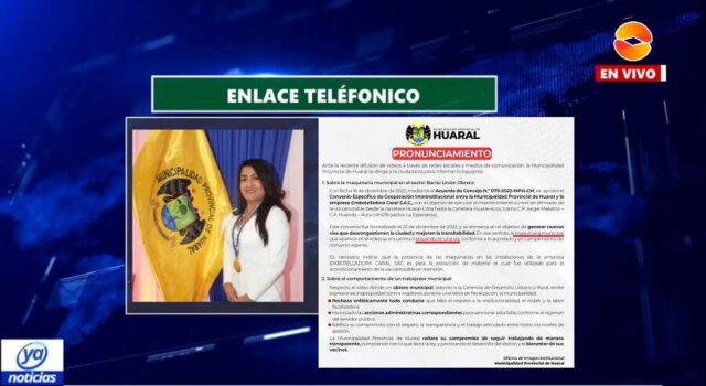 Regidora Abanto desmiente comunicado maquinaria de la municipalidad operaba en propiedad privada, no en la vía de Unión Obrero.