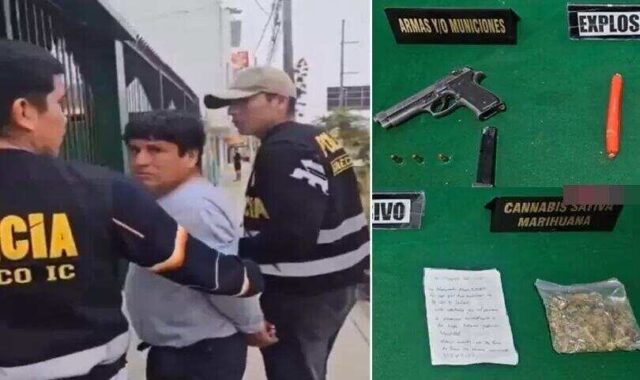 Huacho Presunto integrante de 'Los Injertos del Norte' fue capturado con arma, explosivo y carta extorsiva