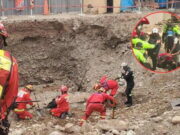 San Borja: Tres obreros fallecen tras derrumbe de muro de contención. San Borja Tres obreros fallecen tras derrumbe de muro de contención.