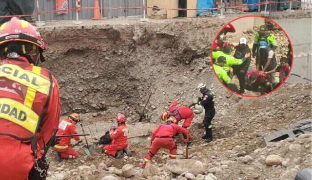 San Borja Tres obreros fallecen tras derrumbe de muro de contención.