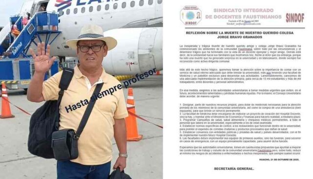 SINDOF exige mejorar servicios de salud tras fallecimiento de docente faustiniano