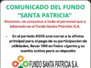 Fundo Santa Patricia inicia pago de utilidades a su personal periodo 2025