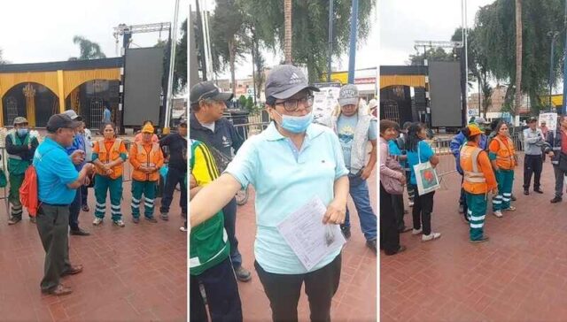 Obreros Municipales protestan en frontis de la Municipalidad de Huaral por presunta discriminación laboral